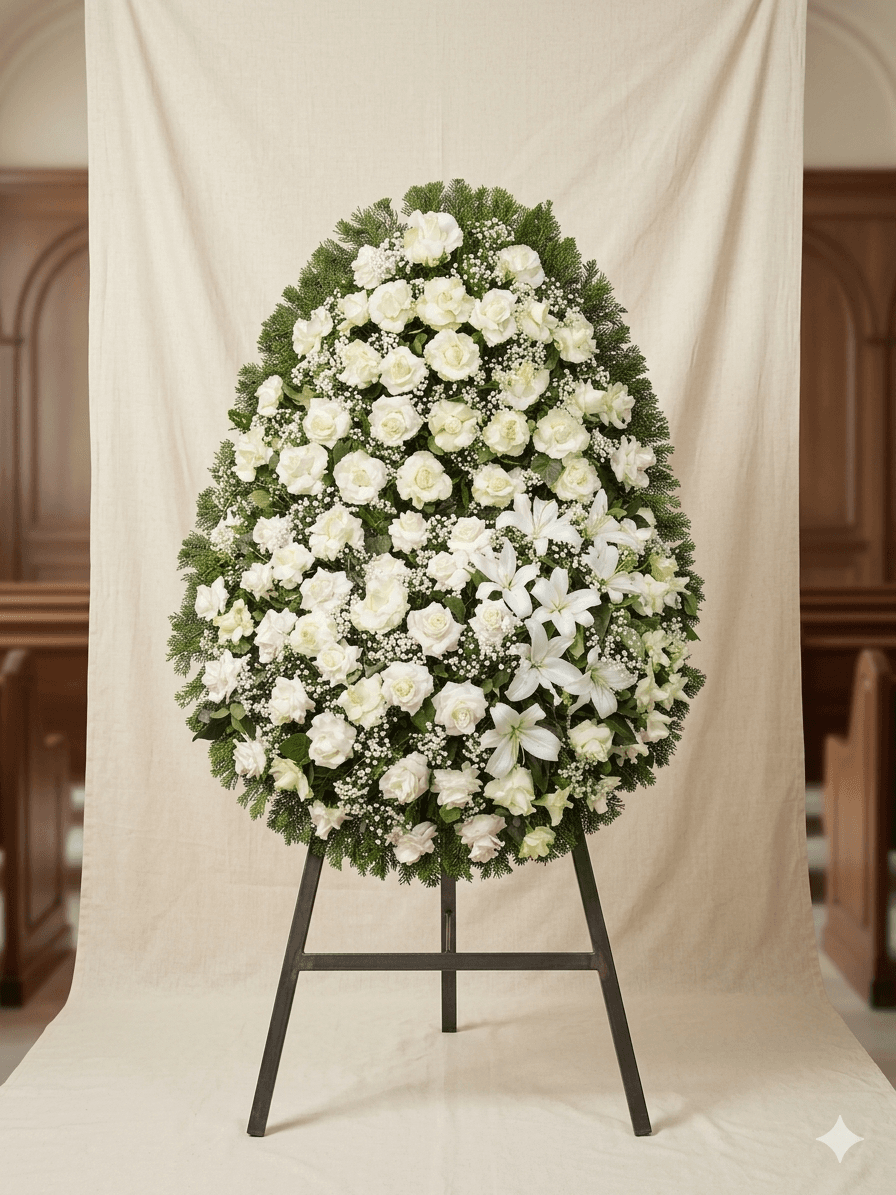 Corona fúnebre blanca Ivet